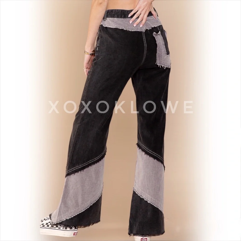 POL Corduroy Pants Retro High Waist Color Blocked - Picture 14 of 16